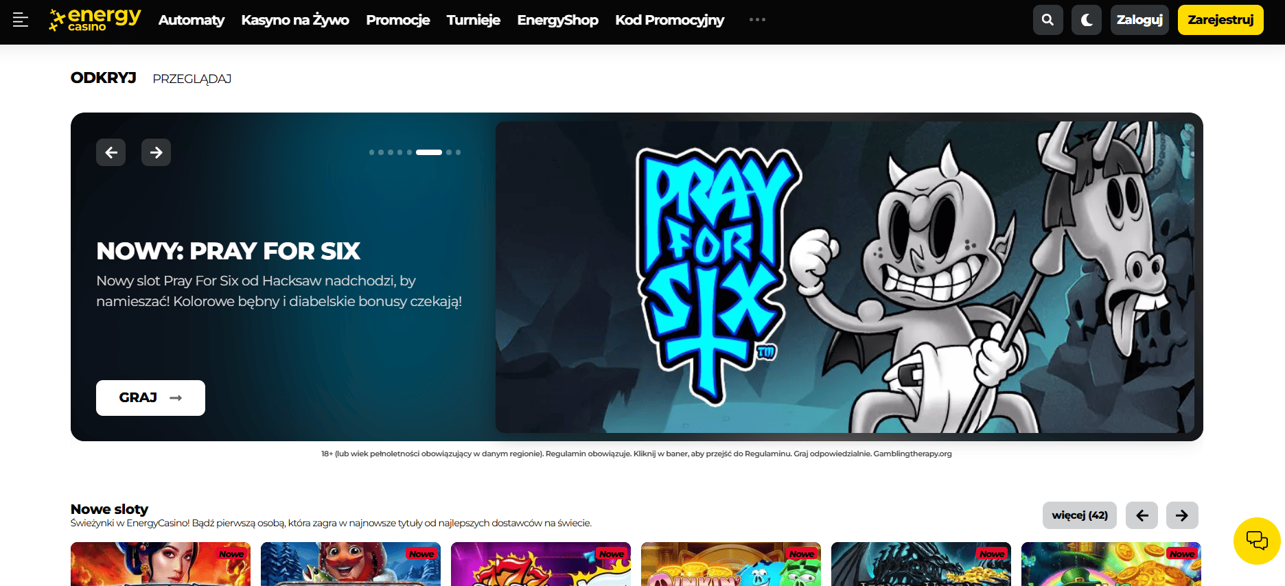 Energy Casino Lobby - najlepsze gry i sloty